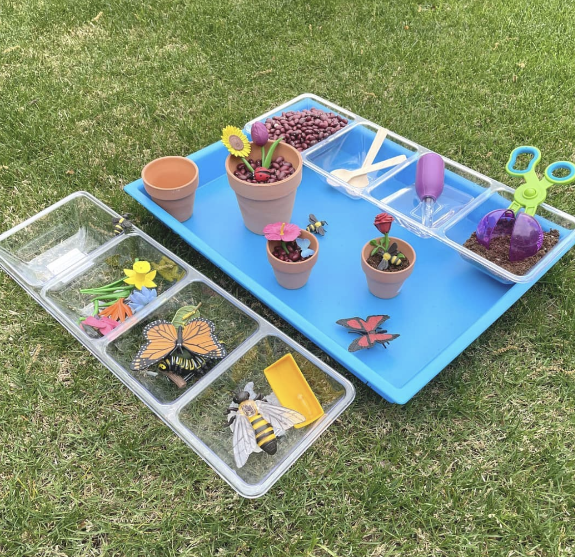 floral first birthday sensory area